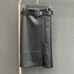 دامن چرم کمربندی کد 240040